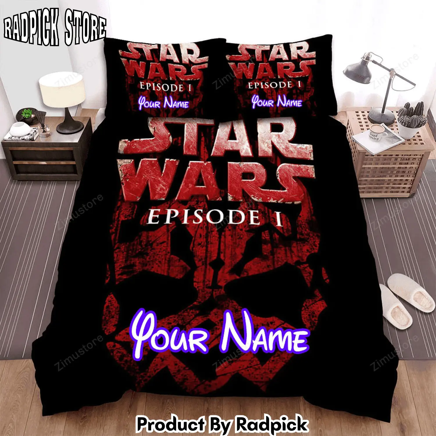 Radpick star wars episode i the phantom menace face of demon art movie poster bed sheets spread comforter duvet cover personalized name bedding sets rp3271989